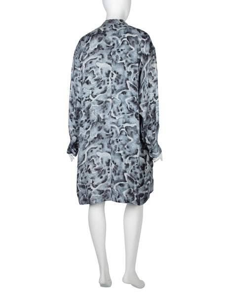 Yohji Yamamoto Vintage SS 1985 Marbled Cloud Blue Oversized Rayon Duster