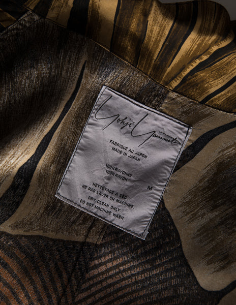 Yohji Yamamoto Vintage SS 1985 Brown Tropical Palm Print Rayon Draping Duster