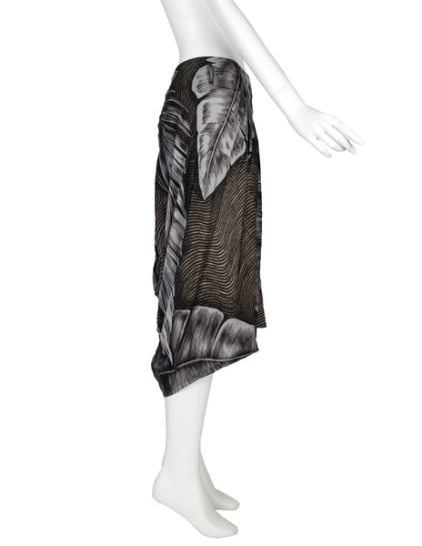 Yohji Yamamoto Vintage SS 1985 Tropical Palm Print Rayon Skirt