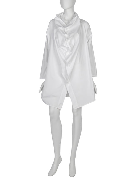 Yohji Yamamoto Vintage 1980s White Draping Oversized Shirt Tunic