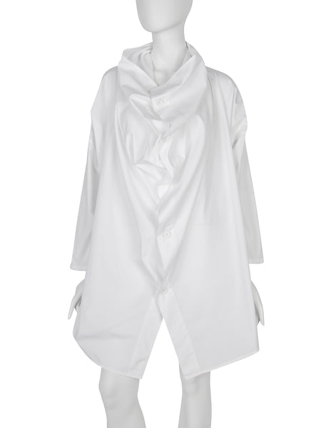 Yohji Yamamoto Vintage 1980s White Draping Oversized Shirt Tunic