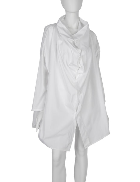 Yohji Yamamoto Vintage 1980s White Draping Oversized Shirt Tunic