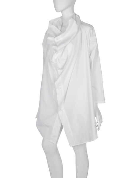Yohji Yamamoto Vintage 1980s White Draping Oversized Shirt Tunic
