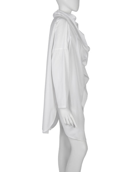 Yohji Yamamoto Vintage 1980s White Draping Oversized Shirt Tunic