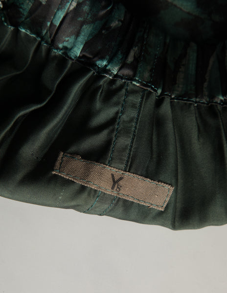 Yohji Yamamoto Y's Vintage Mid 1980s Green Tropical Satin Skirt