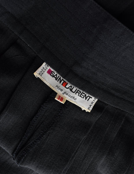 Yves Saint Laurent Vintage 1970s Black Linen Pleated High Waist Harem Pants