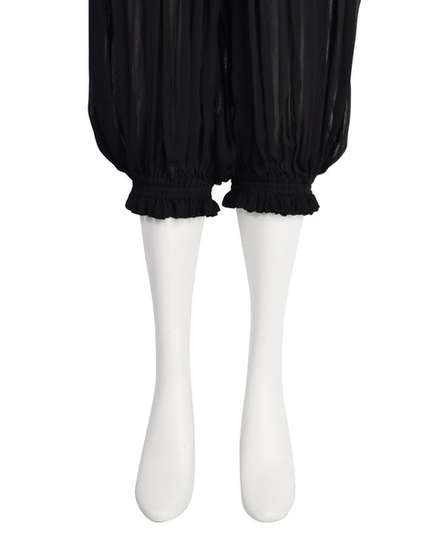 Yves Saint Laurent Vintage 1970s Black Sheer Rayon Pleated High Waist Harem Pants