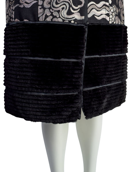 Yves Saint Laurent by Tom Ford Vintage AW2004 Iconic Chinoiserie Scenic Jacquard Fur Trim Coat