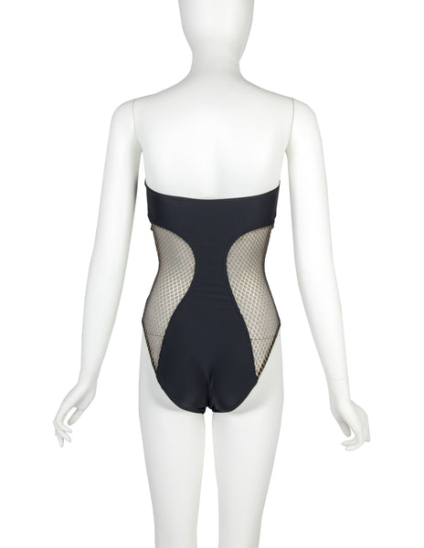 Yves Saint Laurent Vintage 1970s Black and Gold Swimsuit