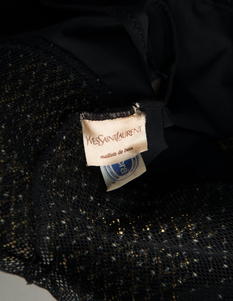 Yves Saint Laurent Vintage 1970s Black and Gold Swimsuit