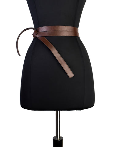Yves Saint Laurent Vintage 1970s Choclate Brown Leather Extra Long Wrap Belt