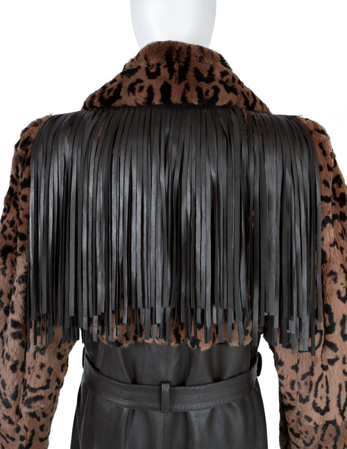 Yves Saint Laurent Vintage AW 1987 Lambskin Leather Leopard Fur