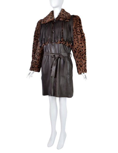 Yves Saint Laurent Vintage AW 1987 Lambskin Leather Leopard Fur Fringe –  Amarcord Vintage Fashion