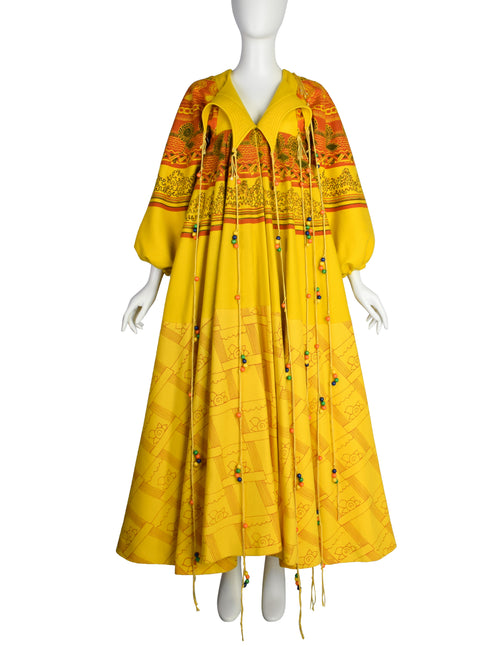 white christmas dresses Zandra Rhodes Vintage 1969 'Knitted Circle' Collection Yellow Trompe L'oeil 'Butterfly' Coat (Britt Ekland Owned)