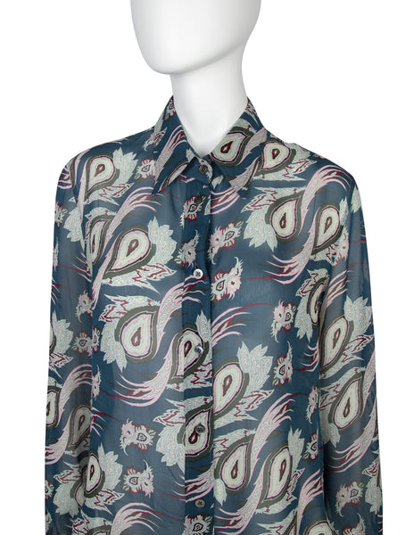 Alexander McQueen Vintage SS 2001 Voss Collection Paisley Print Silk Shirt