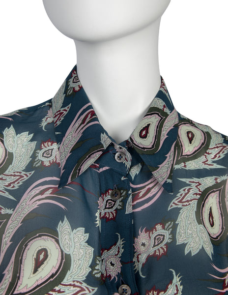 Alexander McQueen Vintage SS 2001 Voss Collection Paisley Print Silk Shirt