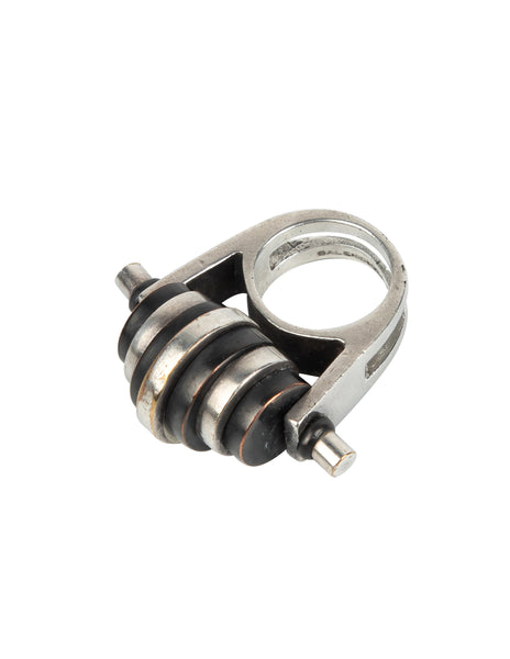 Balenciaga by Nicolas Ghesquière Vintage Black and Silver Axis Roller Statement Ring