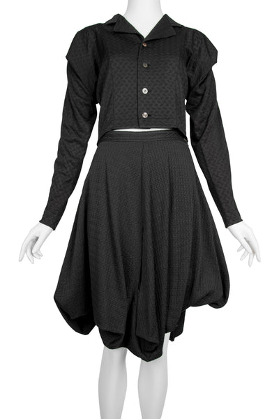 Comme des Garcons Vintage SS 1987 Black Textured Top and Skirt Set