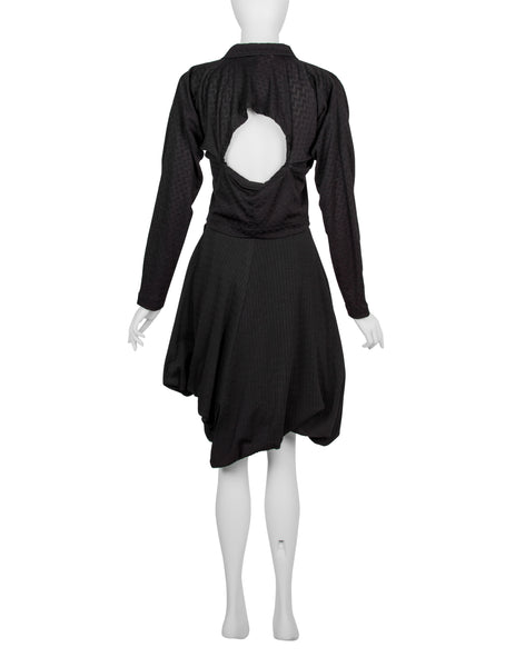 Comme des Garcons Vintage SS 1987 Black Textured Top and Skirt Set
