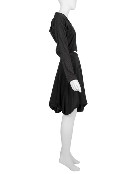 Comme des Garcons Vintage SS 1987 Black Textured Top and Skirt Set