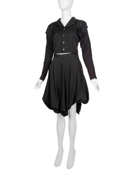 Comme des Garcons Vintage SS 1987 Black Textured Top and Skirt Set
