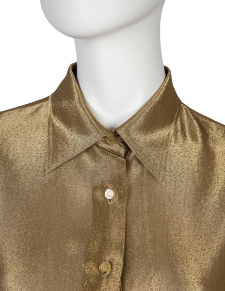 Chanel Vintage AW 1999 Shimmery Golden Button Up Shirt