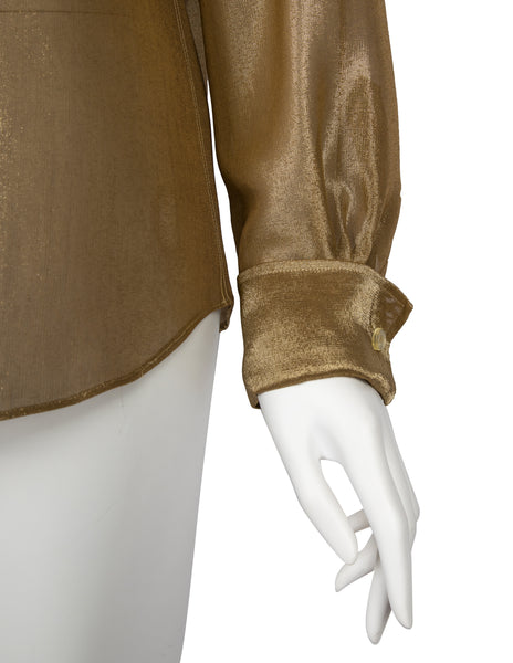 Chanel Vintage AW 1999 Shimmery Golden Button Up Shirt