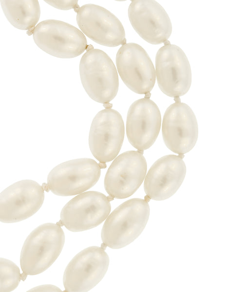 Chanel Vintage SS 1996 Gripoix Flower and Baroque Pearl Three Row Bracelet