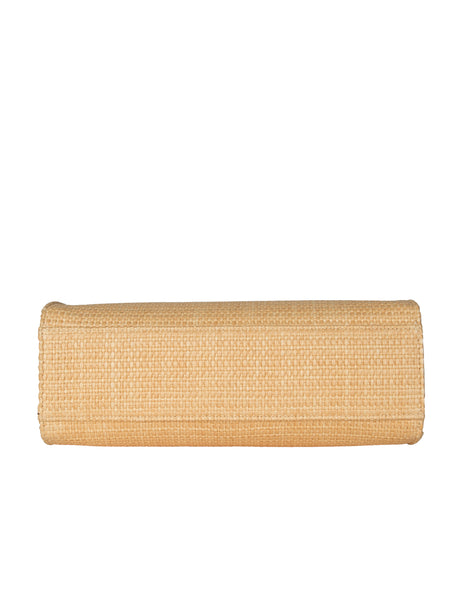 Chanel Vintage 1990s Light Beige Woven Raffia Shoulder Bag