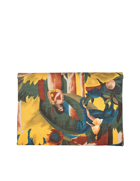 Charles Jourdan Vintage 1980s Tropical Painterly Print Convertible Clutch Bag