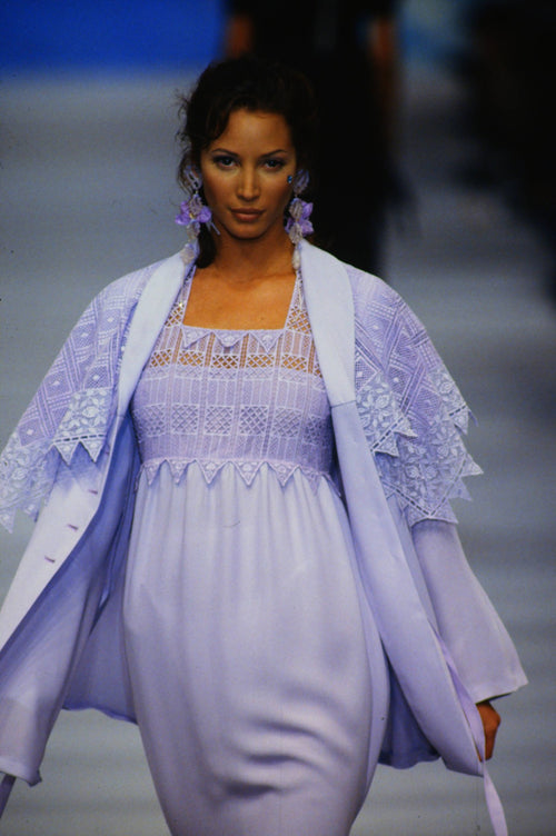 Chloe Vintage SS 1993 by Karl Lagerfeld Black Sheer Lace Trim Dress an Amarcord Vintage Fashion Chloe Vintage SS 1993 by Karl Lagerfeld Black Sheer Lace Trim Dress an Amarcord Vintage Fashion