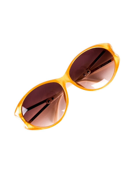 Christian Dior Vintage Yellow Orange Amber Marbled Golden Cannage 2763 Sunglasses