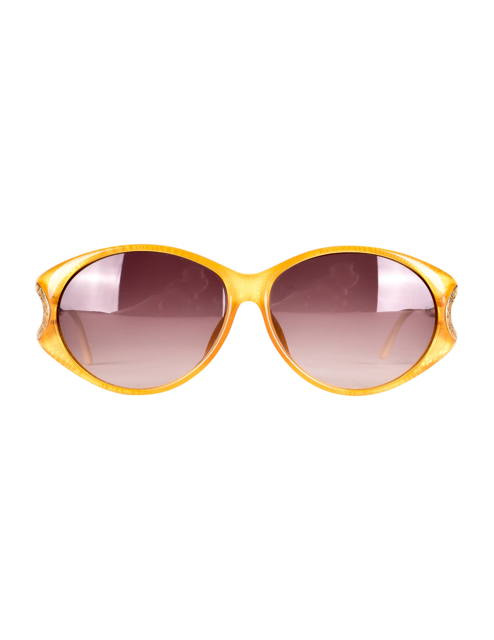 Christian Dior Vintage Yellow Orange Amber Marbled Golden Cannage 2763 Sunglasses