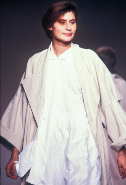 Comme Des Garcons Vintage SS 1982 Natural Silk and Linen Oversized Cross Back Duster Coat