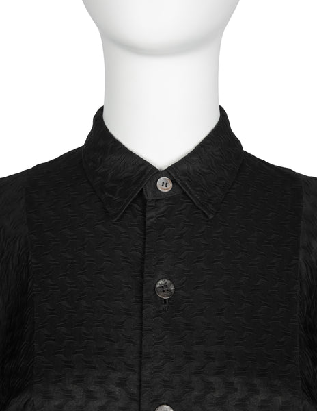 Comme des Garcons Vintage SS 1987 Black Textured Draped Skirt Dress