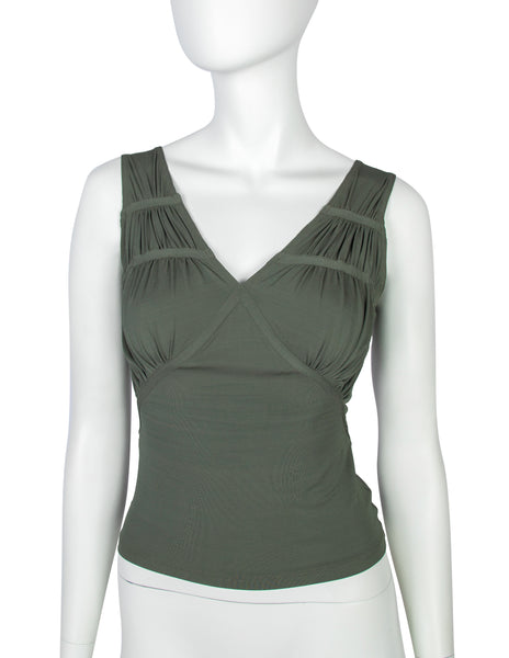 Christian DIor Vintage SS 2003 by John Galliano Green Ruched Top