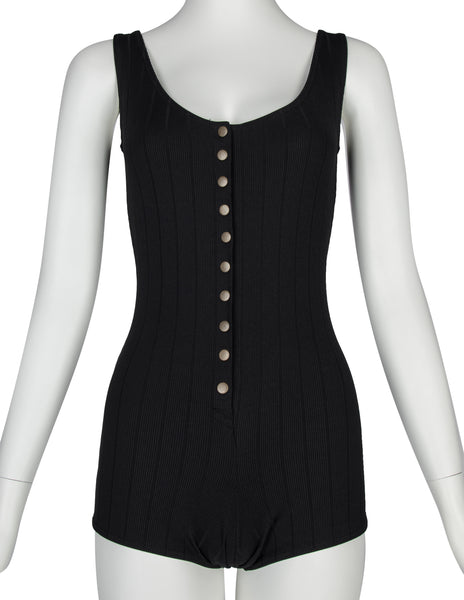 Dolce & Gabbana Vintage Black Ribbed Playsuit Romper