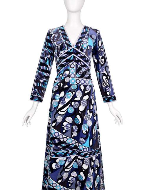 Emilio Pucci Vintage 1960s Purple Blue Black Floral Geometric