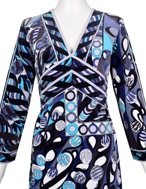 EMILIO PUCCI★素敵！Contrast Belted Black/Blue Dress EMILIO PUCCI☆素敵！Contrast Belted Black/Blue Dress