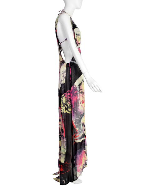 E-Play Vintage Incredible Art Print Rayon Maxi Dress with Triangle Top