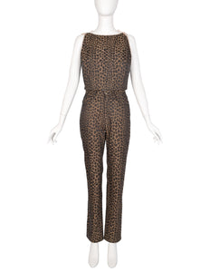 Fendi Vintage 1990s Leopard Print Logo Top & Pants Set