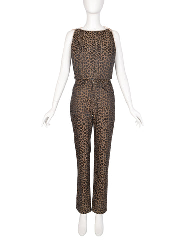 Fendi Vintage 1990s Leopard Print Logo Top & Pants Set