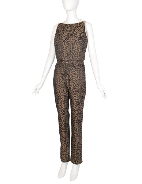 Fendi Vintage 1990s Leopard Print Logo Top & Pants Set