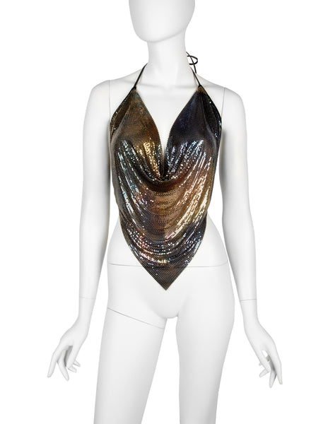 Ferrara Archive Iconic Ombre Metal Mesh Pointed Halter Top
