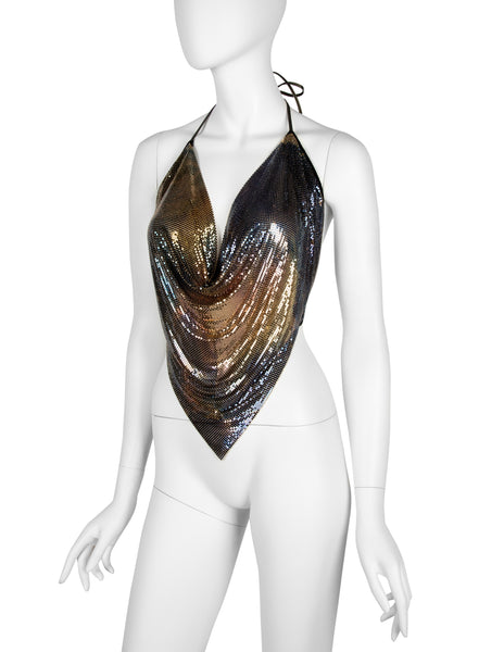 Ferrara Archive Iconic Ombre Metal Mesh Pointed Halter Top