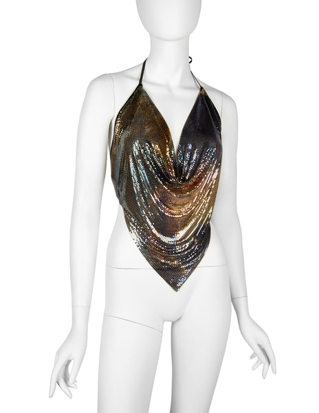 Ferrara Archive Iconic Ombre Metal Mesh Pointed Halter Top