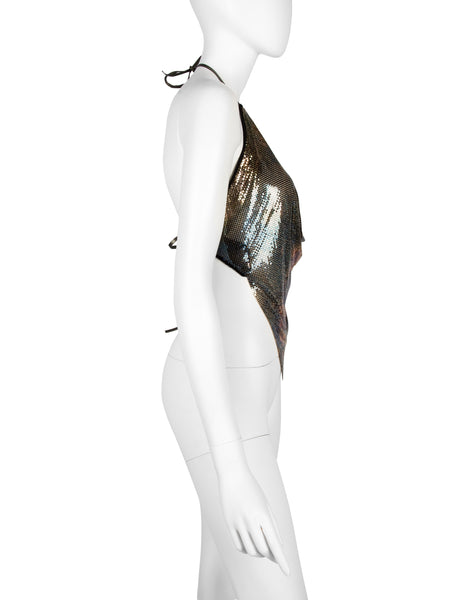 Ferrara Archive Iconic Ombre Metal Mesh Pointed Halter Top
