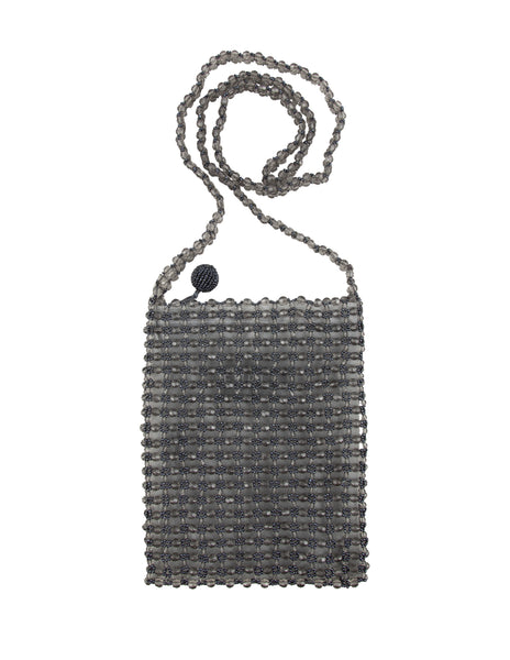 Furla Vintage Grey Beaded Sheer Mesh Evening Bag