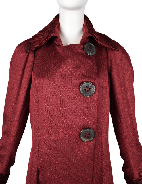 John Galliano Vintage AW 2007 Burgundy Jacquard Persian Lamb