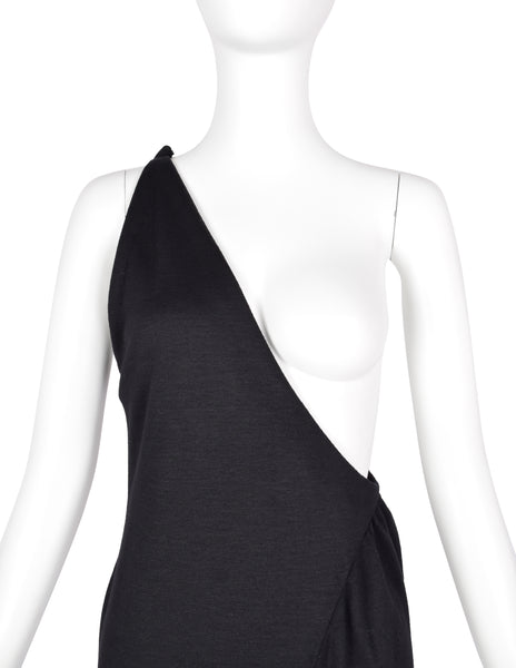 Geoffrey Beene Vintage 1980s Black Jersey One Shoulder Jumpsuit